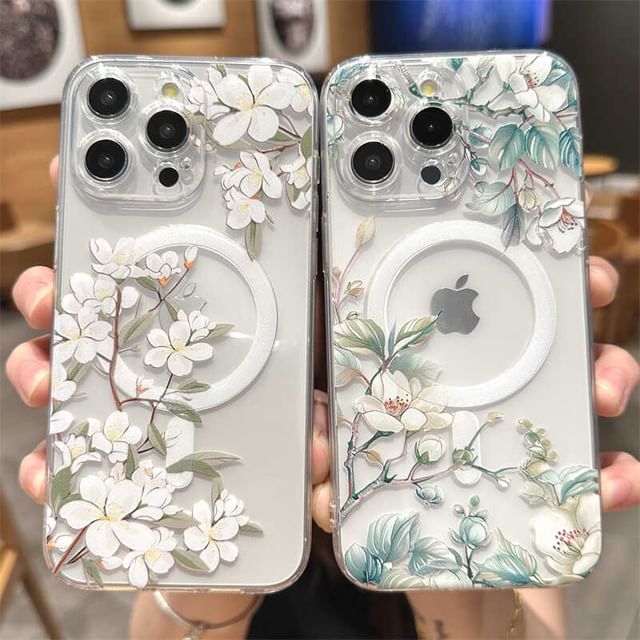 Case (Compatible Phone Floral MagSafe) Magnetic with
