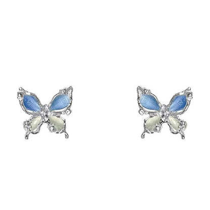 Butterfly Eye Stone Earring Faux Alloy Stud Cat