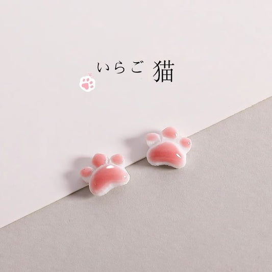 Cat Ceramic Paw Earrings