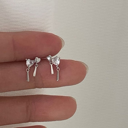 Alloy Heart Drop Rhinestone Earring