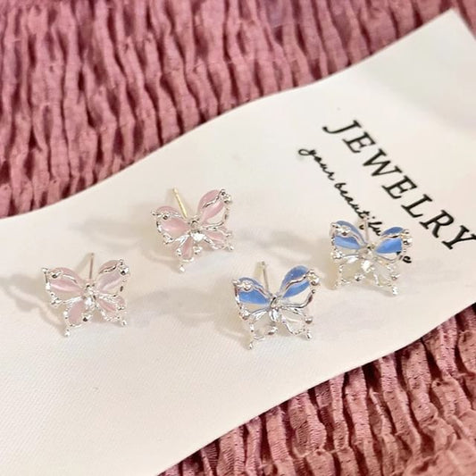 Butterfly Eye Stone Earring Faux Alloy Stud Cat