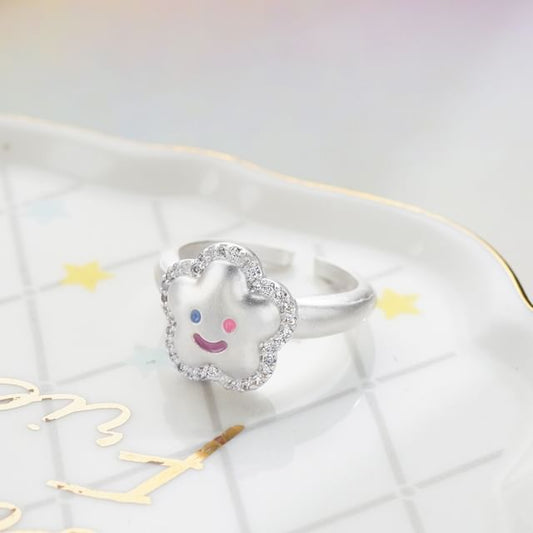 Open Flower Face Smiley Ring