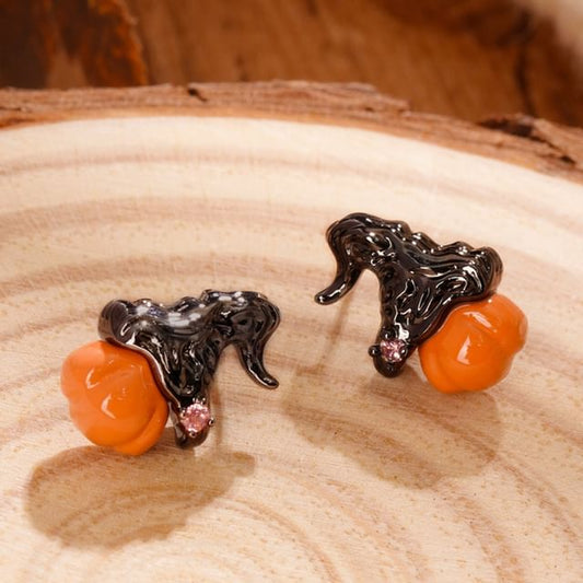 Halloween Sterling Phantom Cuff Ear Silver Stud Earring / Pumpkin