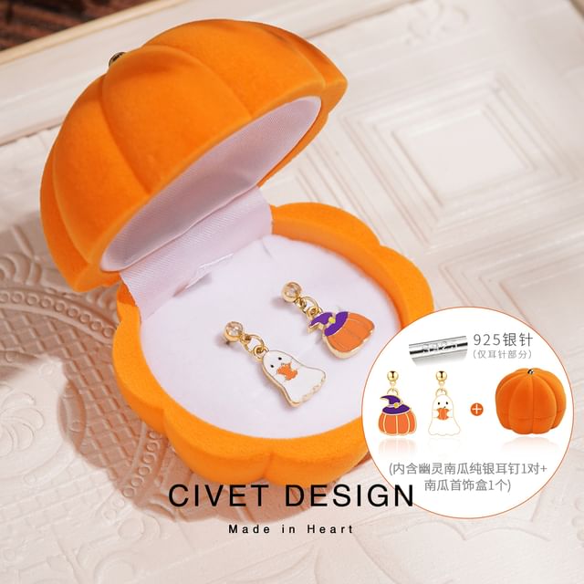 Box Velvet + Earring Jewelry Halloween Phantom Pumpkin