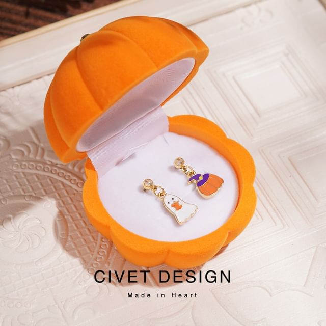 Box Velvet + Earring Jewelry Halloween Phantom Pumpkin