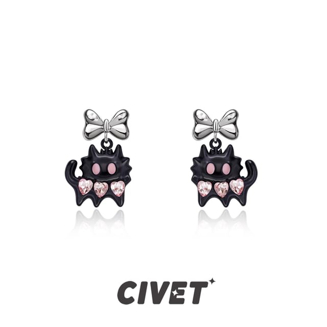 Ear Color Silver Sterling / Cuff Earring Cat Stud Block