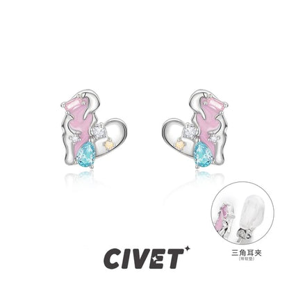 / Stud Sterling Silver Cuff Earring Ear Panel Heart