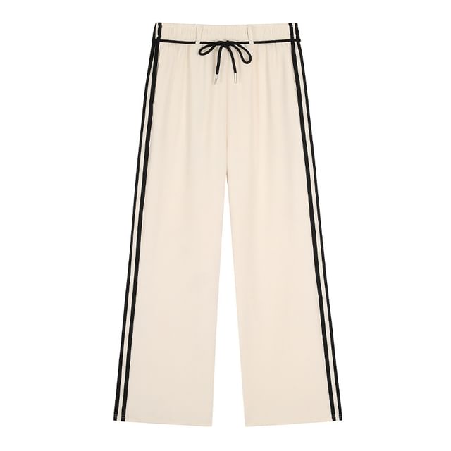 Striped Tie-Strap Shift Wide-Leg Pants