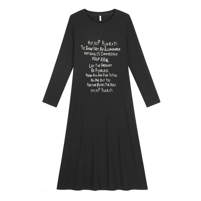Long-Sleeve Lettering Dress