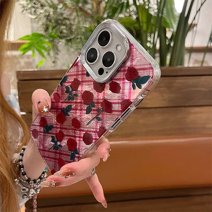 Rose Case / Adhesive Phone Set Plaid Decoration
