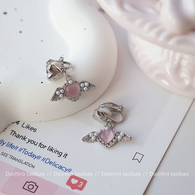 Clip-On Gemstone / Earring Heart Drop