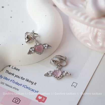 Clip-On Gemstone / Earring Heart Drop