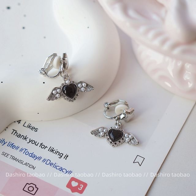 Clip-On Gemstone / Earring Heart Drop