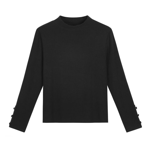 Long Sleeve Mock Neck Plain Top