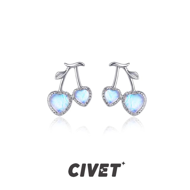 Cherry Clip-On / Earring Heart Stud
