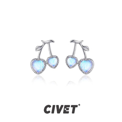 Cherry Clip-On / Earring Heart Stud