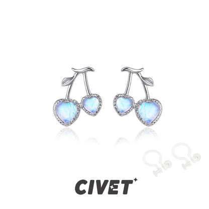 Cherry Clip-On / Earring Heart Stud