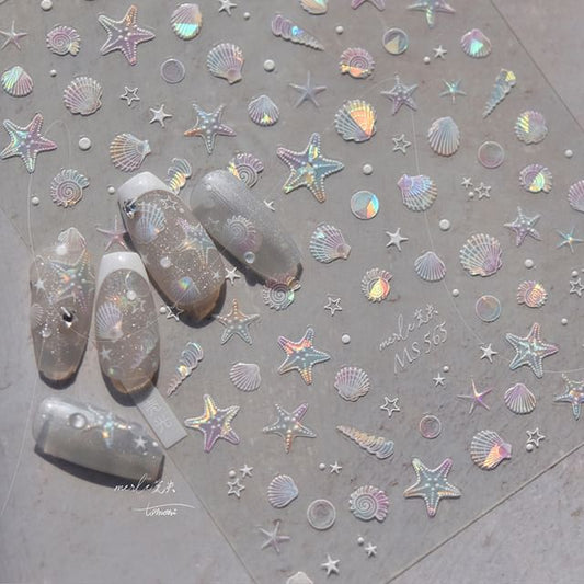 Muschel-Nagelkunst-Aufkleber