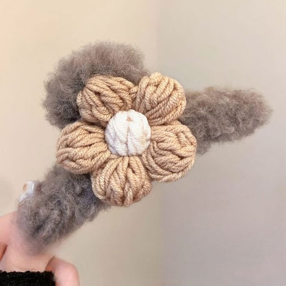 Claw Yarn Hair Chenille Clip Floral
