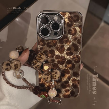 / Print Set Phone Strap Leopard Case