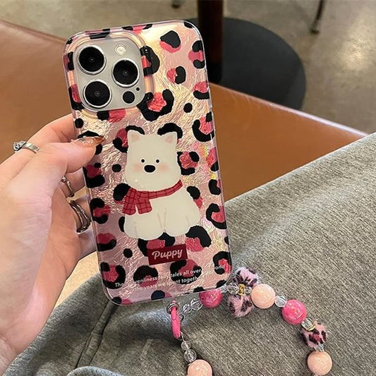 Phone Print / Leopard Strap Case Set Dog