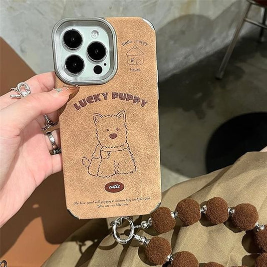 Set / Dog Pom Phone Strap Case