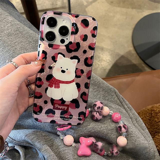Phone Print / Leopard Strap Case Set Dog