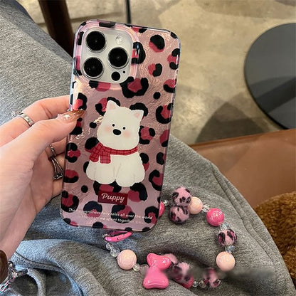 Phone Print / Leopard Strap Case Set Dog