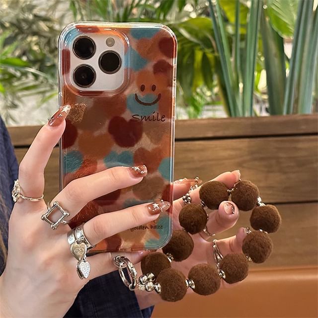 Smiley Phone Case / Pom Set Strap