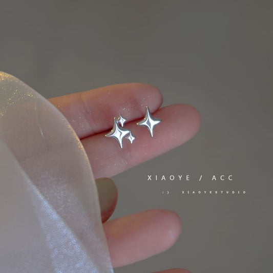 925 Earring Sterling Stud Silver Star Asymmetrical