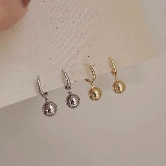Drop Silver Huggie 925 Sterling Ball Earring