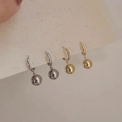 Drop Silver Huggie 925 Sterling Ball Earring
