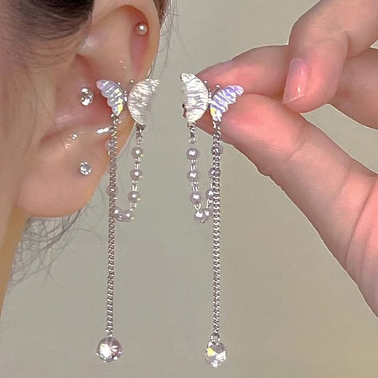 Pearl Cuff Ear Butterfly Faux