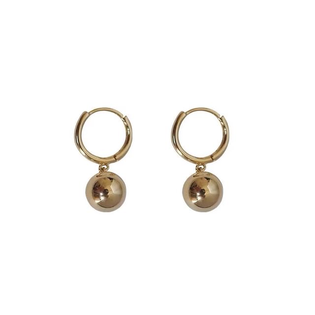 Drop Silver Huggie 925 Sterling Ball Earring