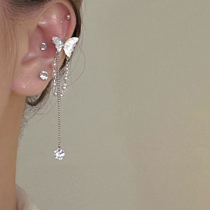 Pearl Cuff Ear Butterfly Faux