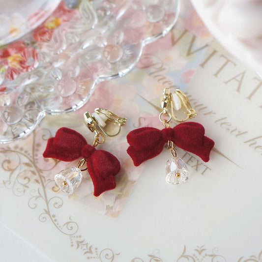 Dangle Alloy Earring Flocking Bell Bow