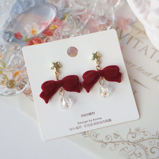 Dangle Alloy Earring Flocking Bell Bow