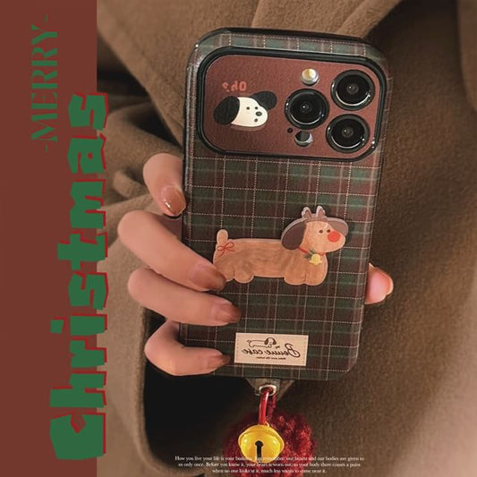 Pom Set Phone Plaid / Charm Case Bell Dog
