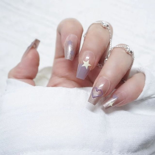 Ongles à pression en forme de cœur étoilé