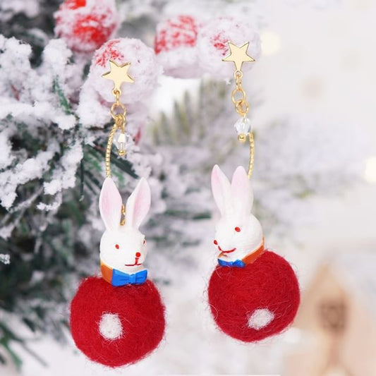 Earring Rabbit Dangle Felt