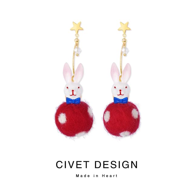 Earring Rabbit Dangle Felt