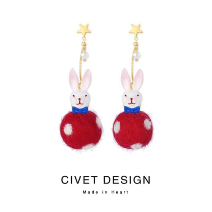Earring Rabbit Dangle Felt