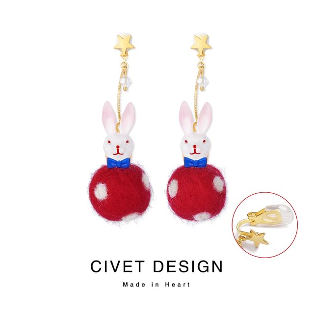 Earring Rabbit Dangle Felt