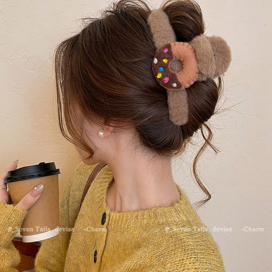 Chenille Claw Hair Clip Acrylic Donut