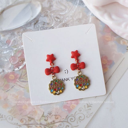 Clip-On Stud Bow Earring Ear Plain Drop /