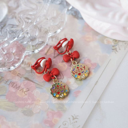 Clip-On Stud Bow Earring Ear Plain Drop /