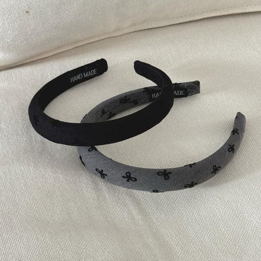 Bow Embroidered Fabric Headband