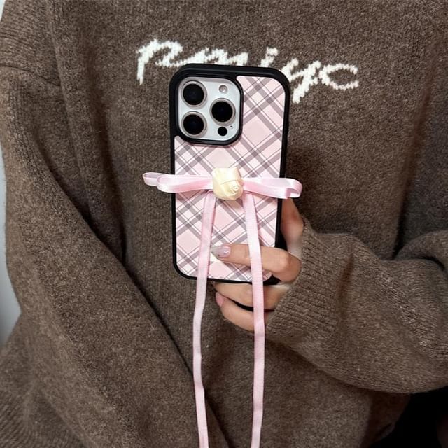 Decoration Set / Ribbon Case Plaid Adhesive Phone