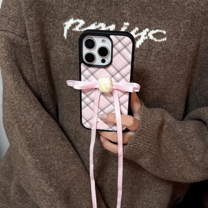 Decoration Set / Ribbon Case Plaid Adhesive Phone