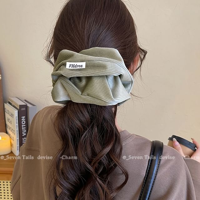 Lettering Striped Label Scrunchie